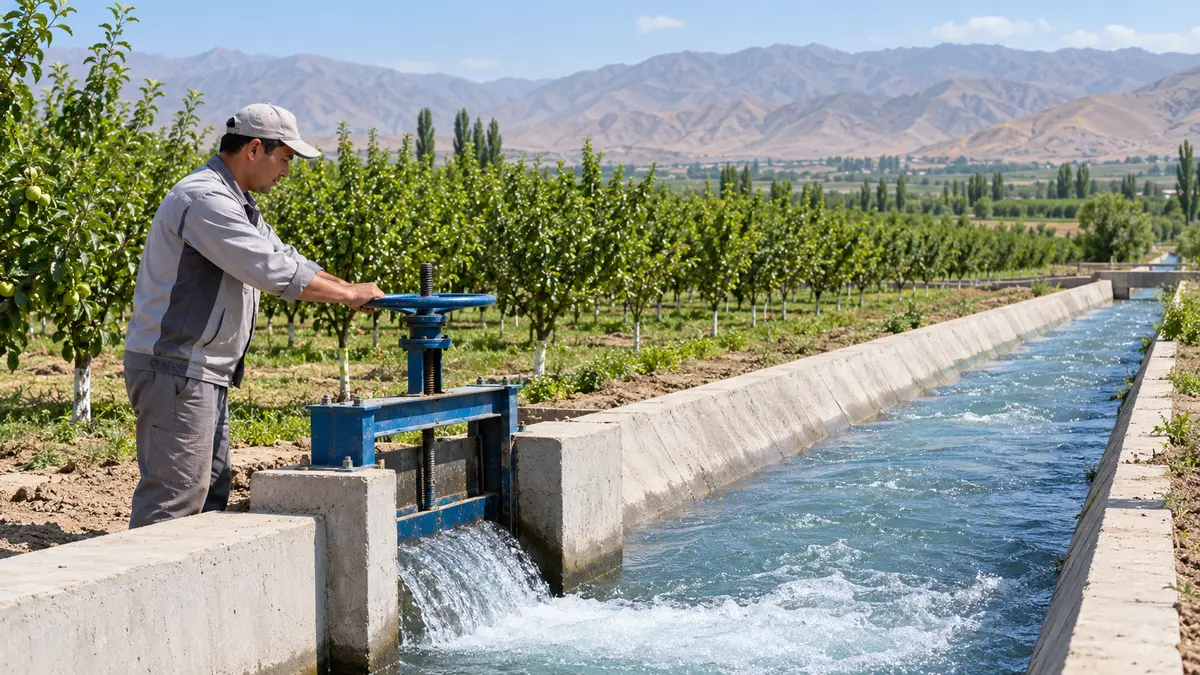 Irrigation infrastructure beside cultivated farmland Irrigation infrastructure beside cultivated farmland