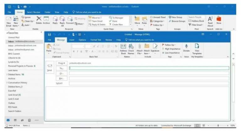 microsoft outlook 2016 processing